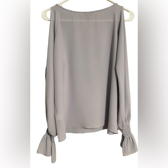 Vince Camuto Purple Textured Cold-Shoulder Bell-Sleeve Top XS - Picture 6 of 8